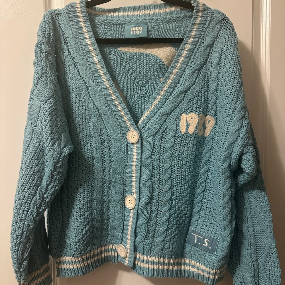 Taylor Swift Blue Cable Knit Cardigan Sweater